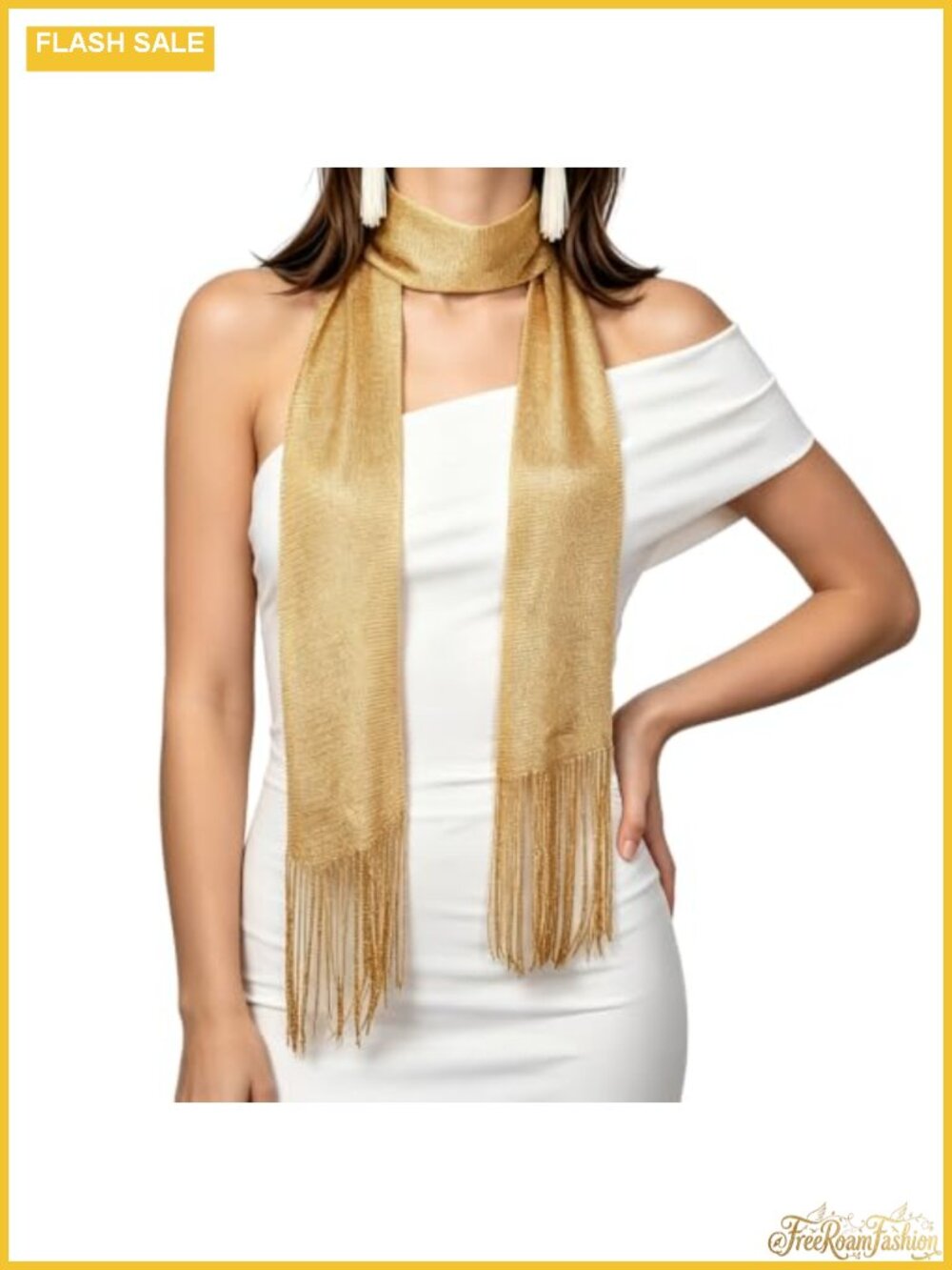 Sparkly Metallic Knit Skinny Scarf Necktie Head Wrap Belt Party Accessory